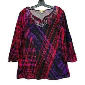 Choices Women's Tunic Top Plaid Multicolor Size M